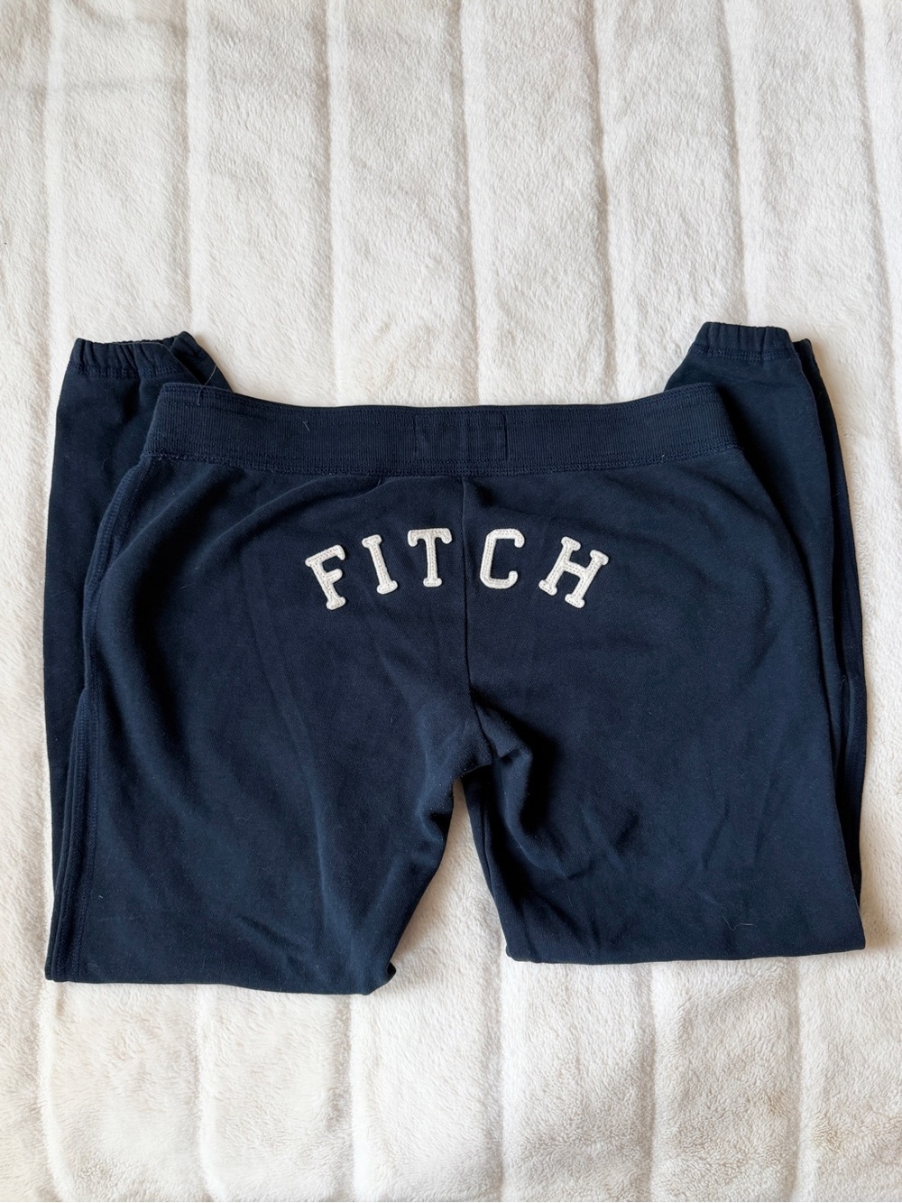 Y2K Vintage Abercrombie Spellout Sweatpants Navy Yellow Size Medium